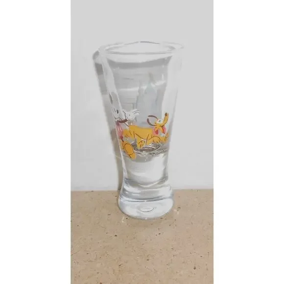 Tall Vintage Disneyland Shot Glass Featuring Mickey Mouse & Pluto - Picture 4 of 8